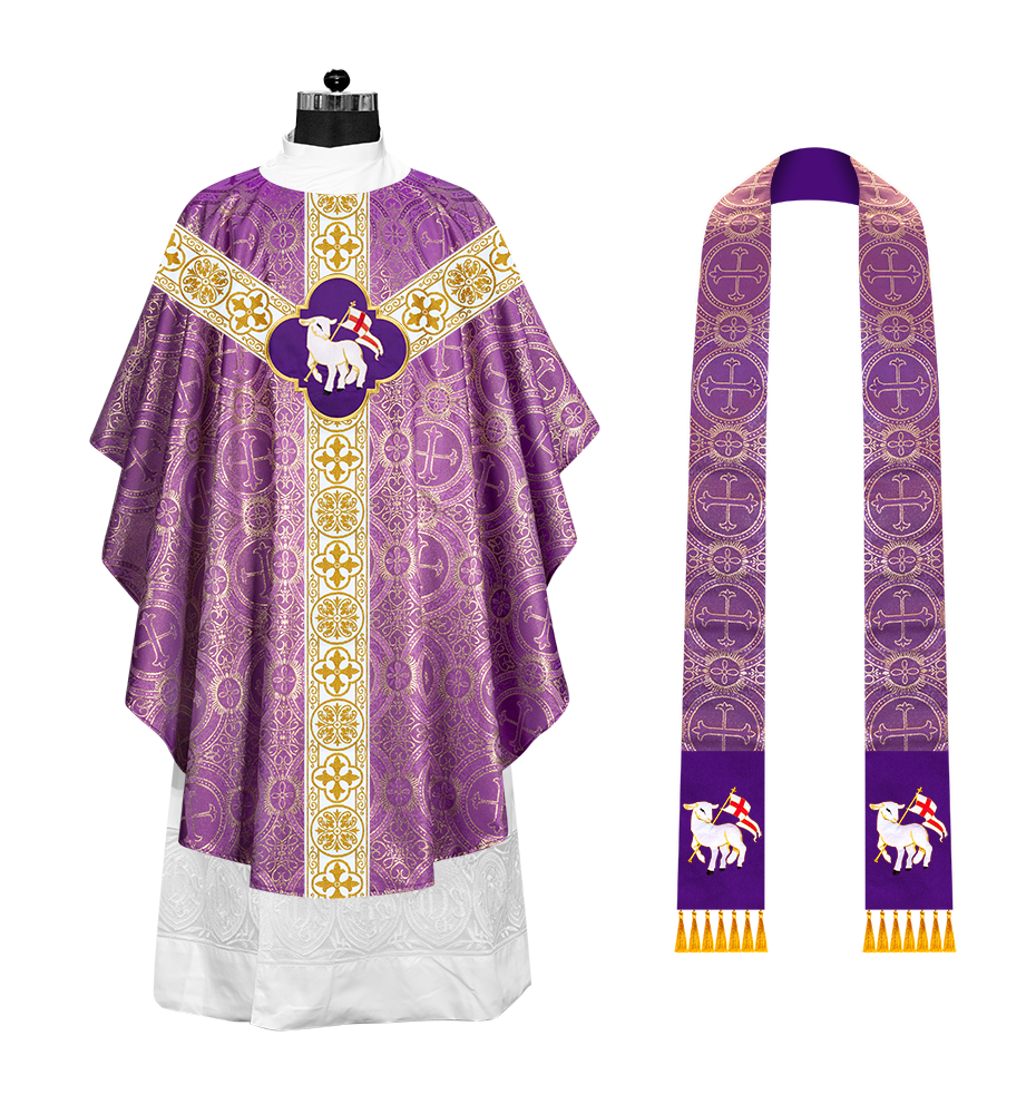 Gothic Chasuble with Embroidered Motif and Orphrey