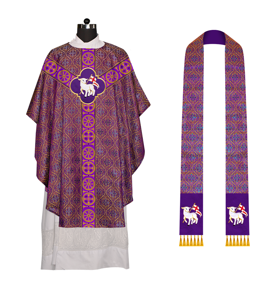 Gothic Chasuble Vestment with Y type braided orphrey