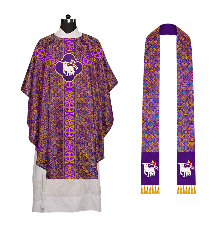 Gothic Chasuble Vestment with Y type braided orphrey