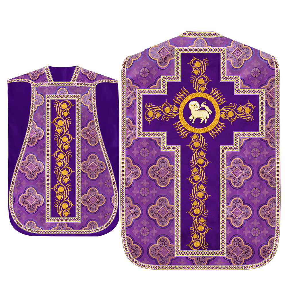 Roman Chasuble Vestment With Grapes Embroidery and Trims