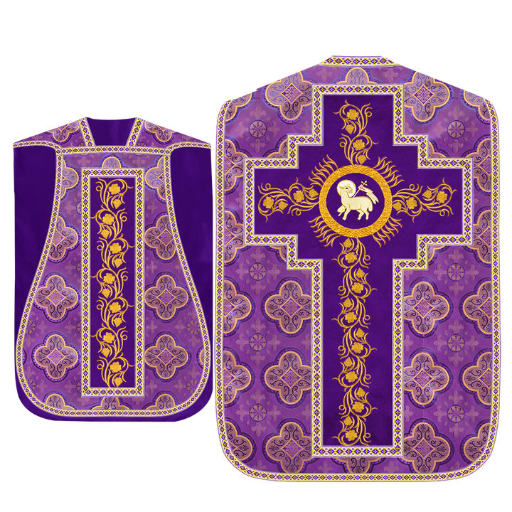 Roman Chasuble Vestment With Grapes Embroidery and Trims