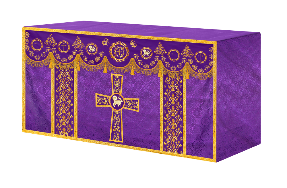 Liturgical Altar Table Cloth with Elegant Embroidery Trims