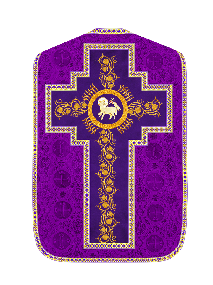 Roman Chasuble Vestment With Grapes Embroidery and Trims