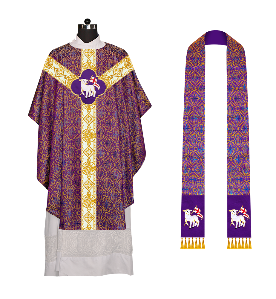 Gothic Chasuble Vestment with Motif and Trims