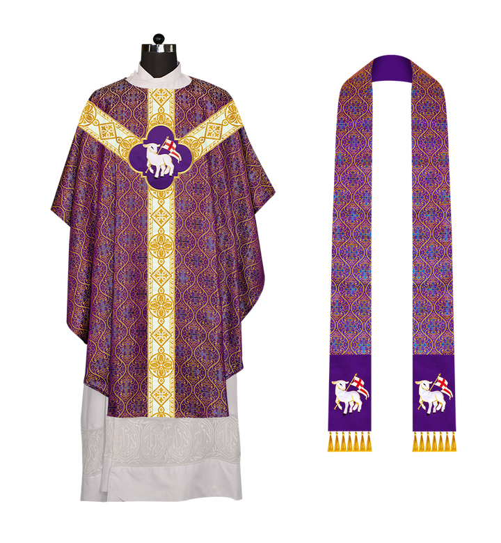 Gothic Chasuble Vestment with Motif and Trims