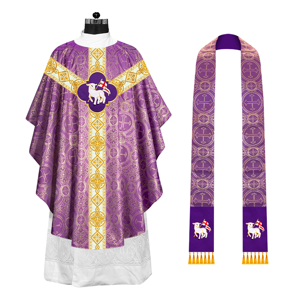 Gothic Chasuble Vestment with Motif and Trims