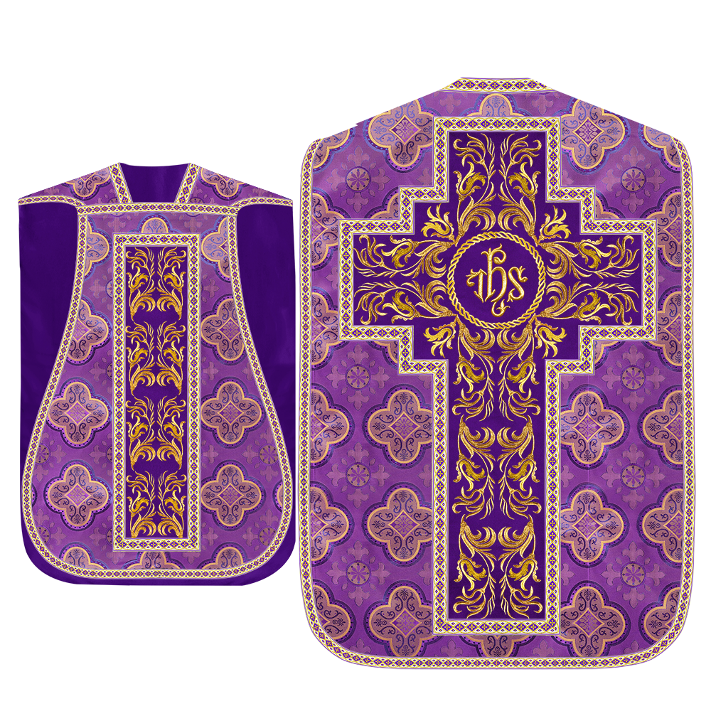 Roman Chasuble Vestment With Woven Braids and Trims