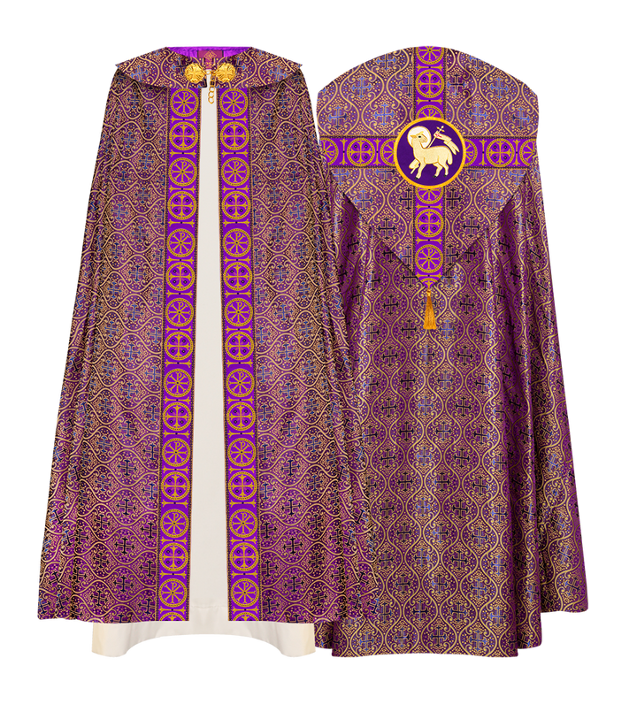 Gothic Cope Vestment with Cross Type Braided Motif