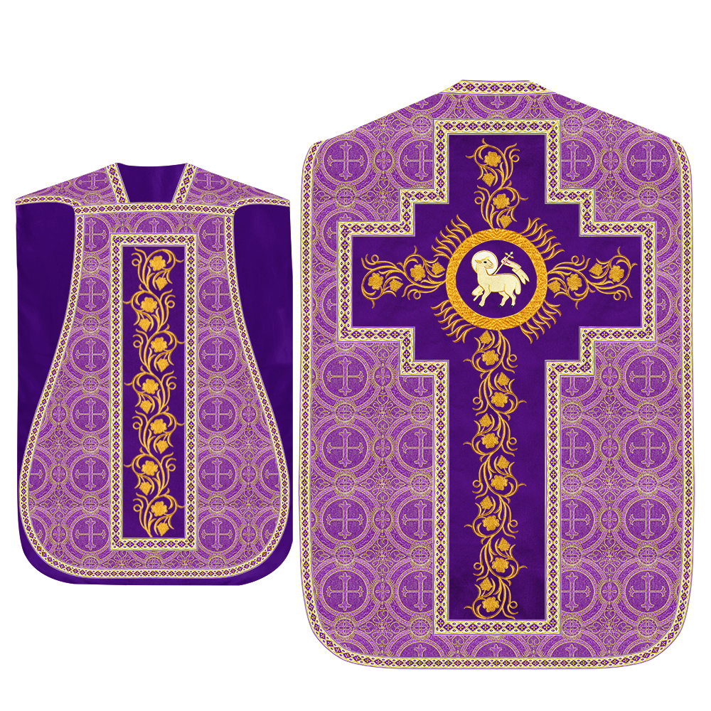 Roman Chasuble Vestment With Grapes Embroidery and Trims