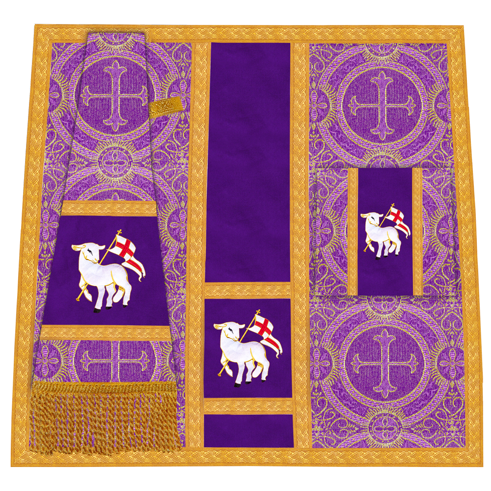 Roman Chasuble Vestment with Spiritual Motif and Ornate Braids