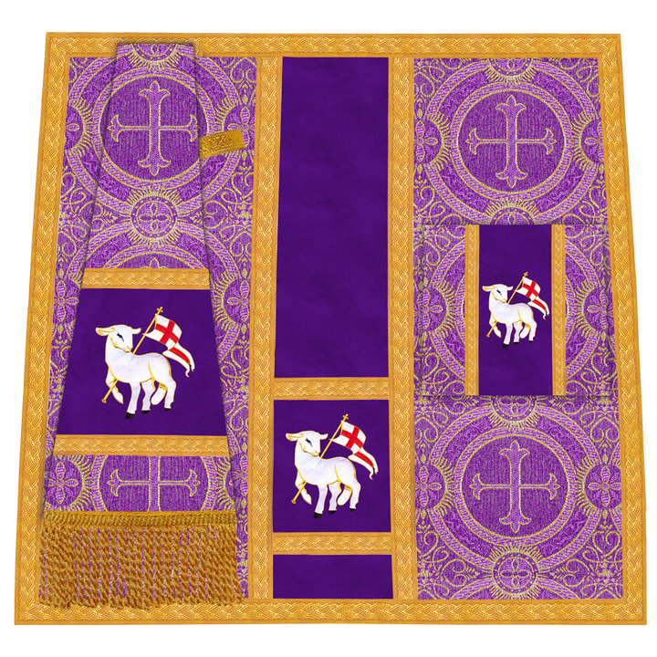 Roman Chasuble Vestment with Spiritual Motif and Ornate Braids