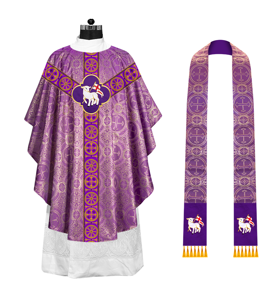 Gothic Chasuble Vestment with Y type braided orphrey