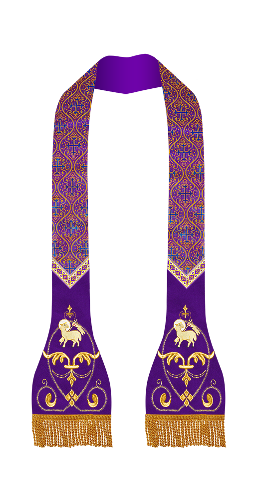 Set of Four Catholic Stole with Embroidered Trims