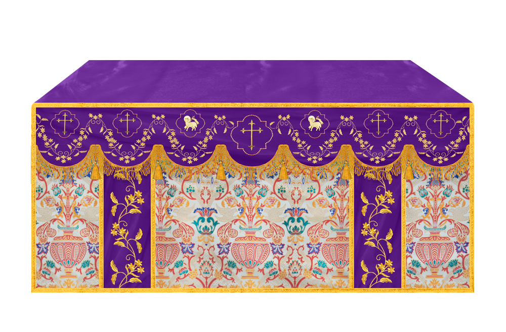 Floral Embroidery Tapestry Altar Cloth with motif