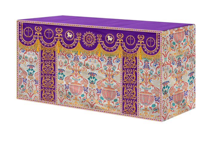 Tapestry Altar Cloth with Elegant Embroidered Trims