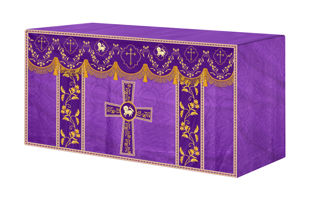 Altar Table Cloth With Floral Embroidery trims