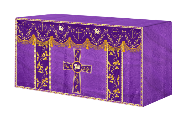 Altar Table Cloth With Floral Embroidery trims