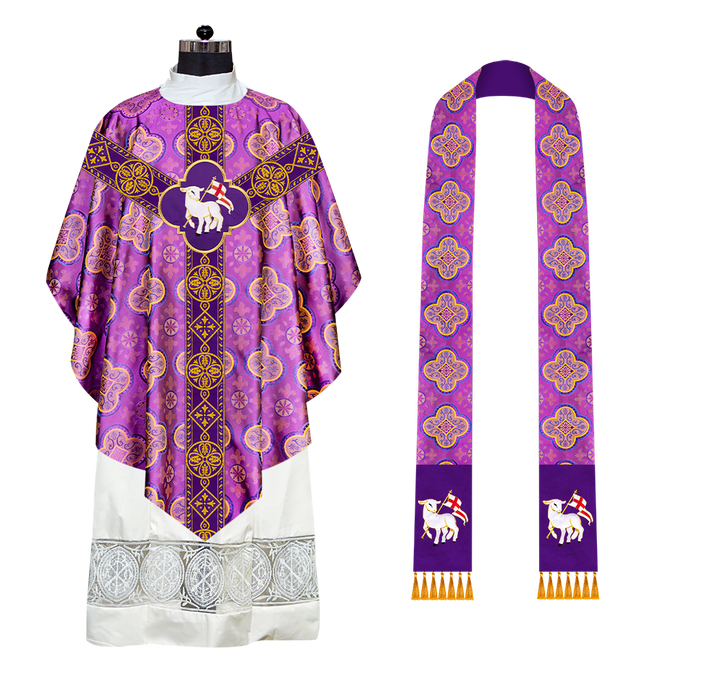 Liturgical Pugin Chasuble with Ornate Orphrey