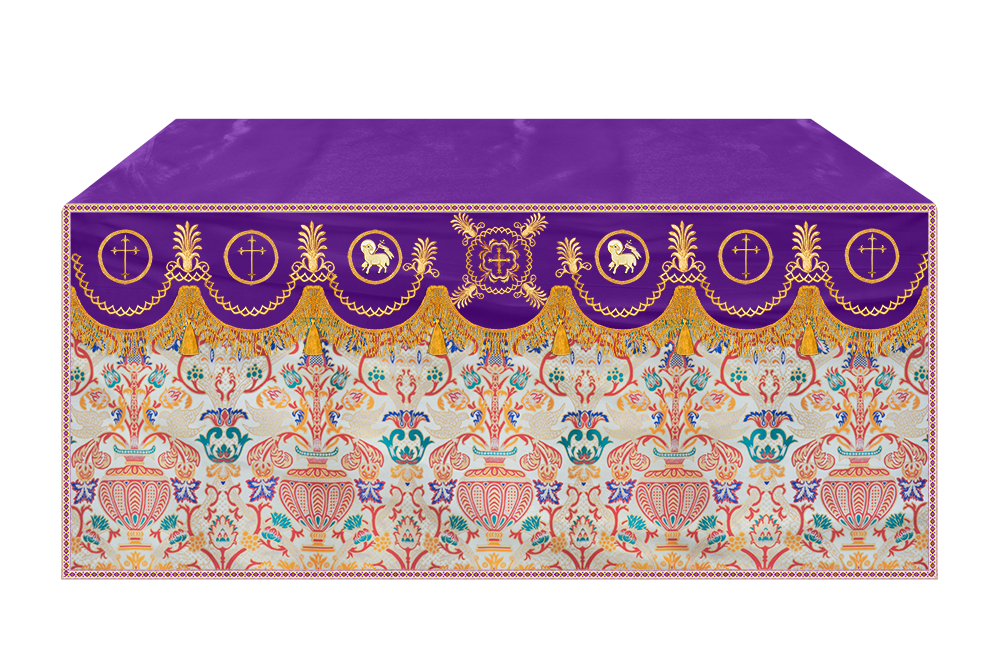 Coronation Tapestry Altar Table Cloth with Embroidered trims