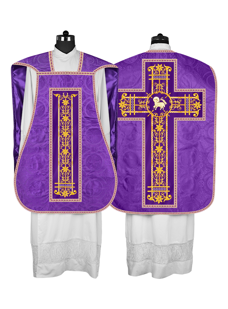 Roman Chasuble Vestment Enhanced With Orphrey and Trims