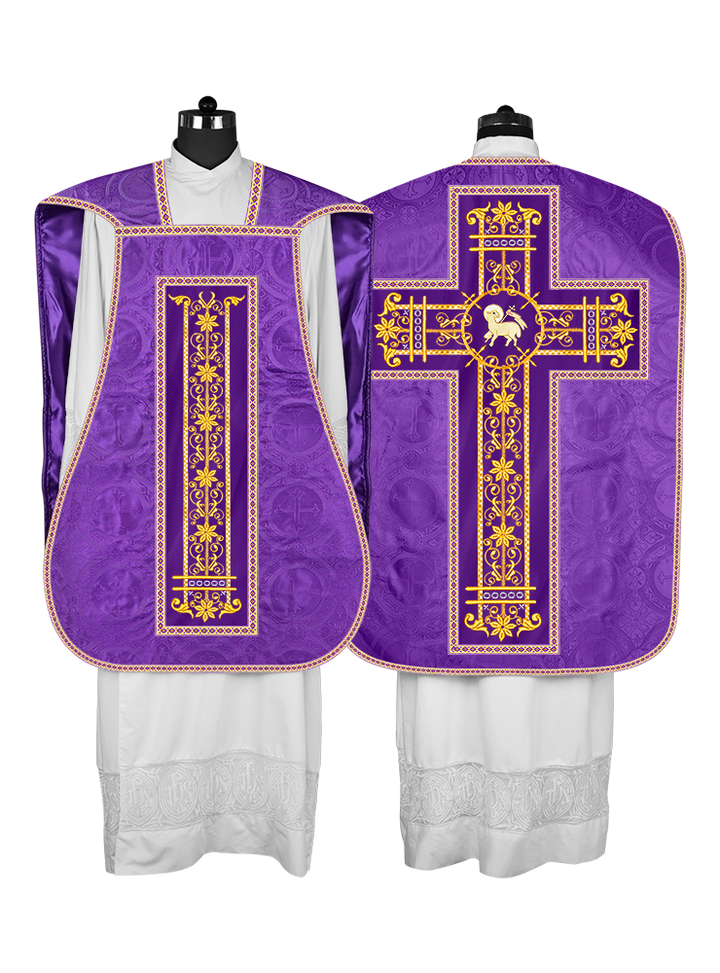 Roman Chasuble Vestment Enhanced With Orphrey and Trims