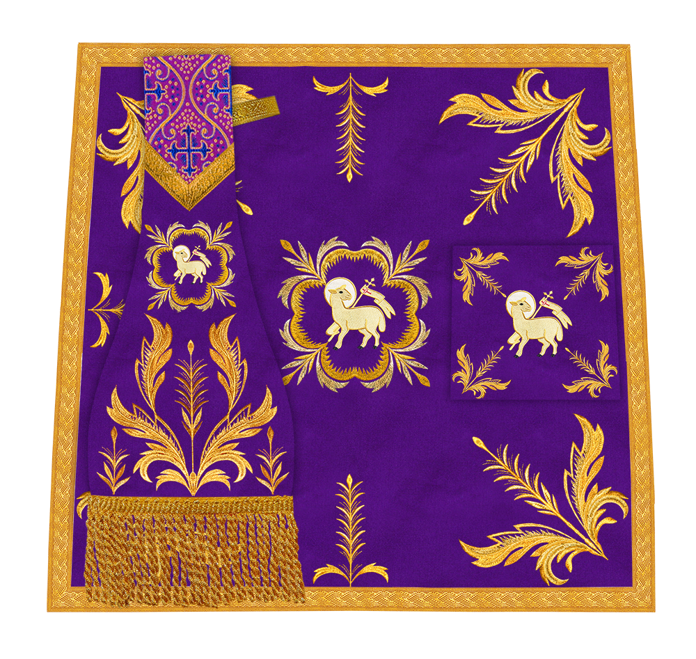 Set of Four Roman Chasuble with liturgical motifs