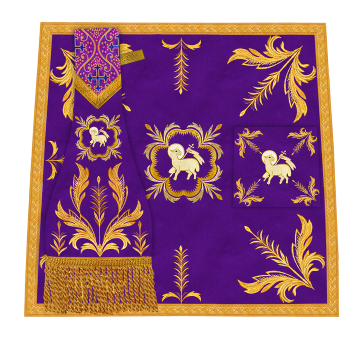 Set of Four Roman Chasuble with liturgical motifs