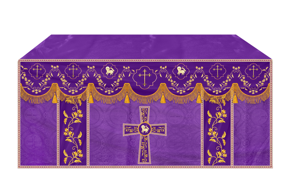 Altar Table Cloth With Floral Embroidery trims