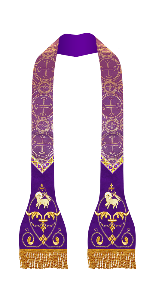 Set of Four Catholic Stole with Embroidered Trims