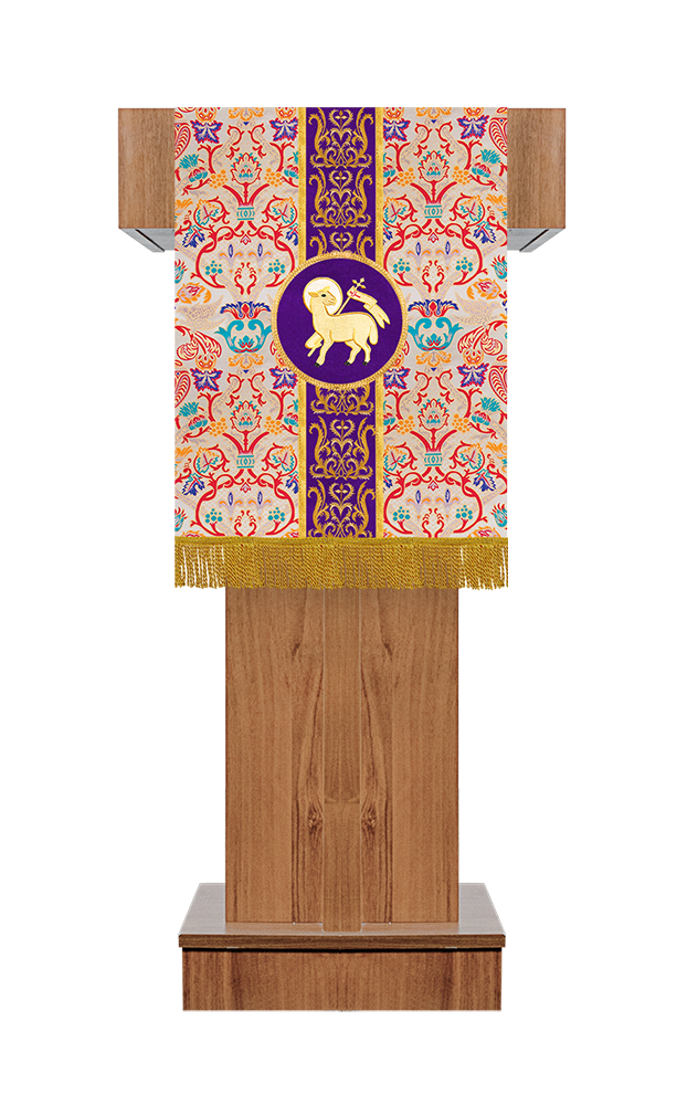 Embroidered Tapestry Pulpit/Lectern with intricate Trim