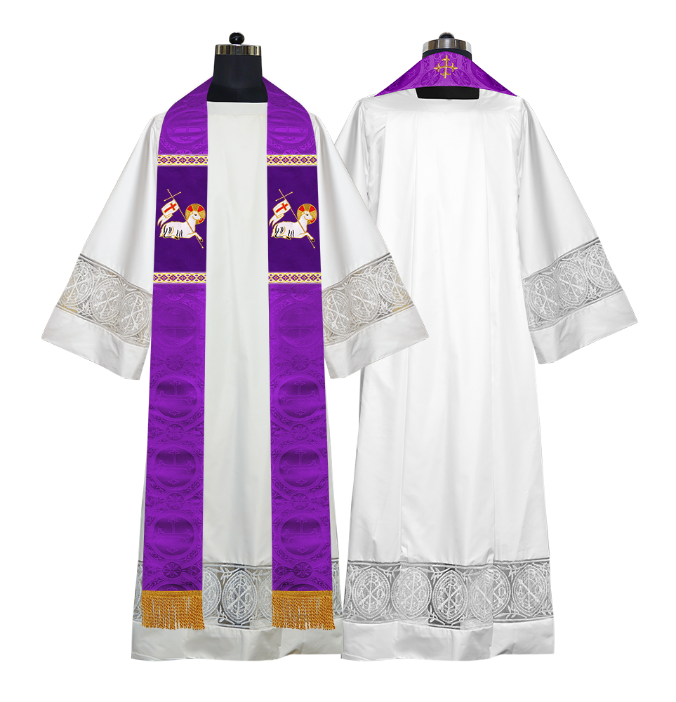 Embroidered LAMB Liturgical Clergy stole