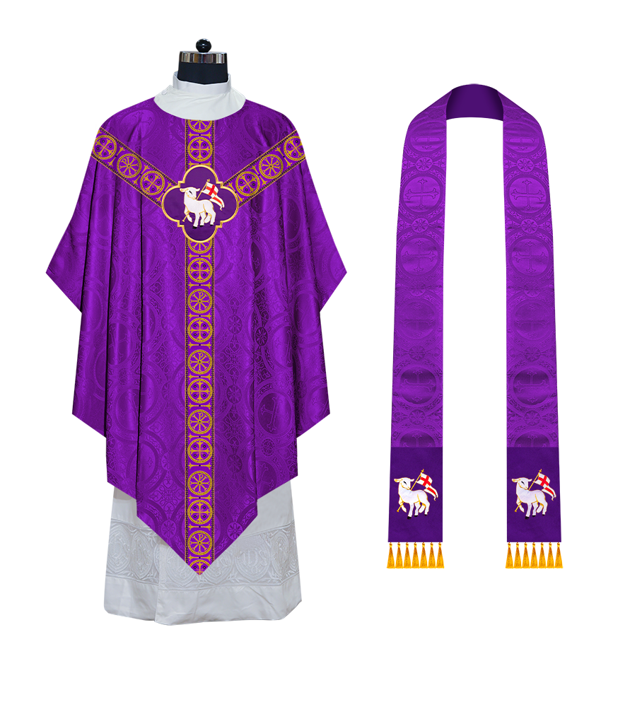 Divine Pugin Chasuble with Braided Lace Orphrey