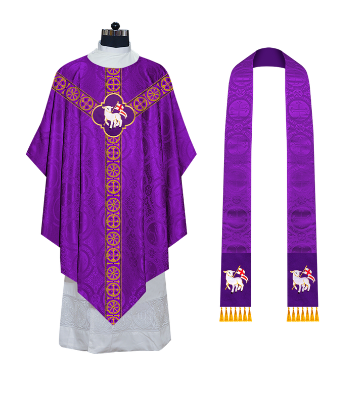 Divine Pugin Chasuble with Braided Lace Orphrey