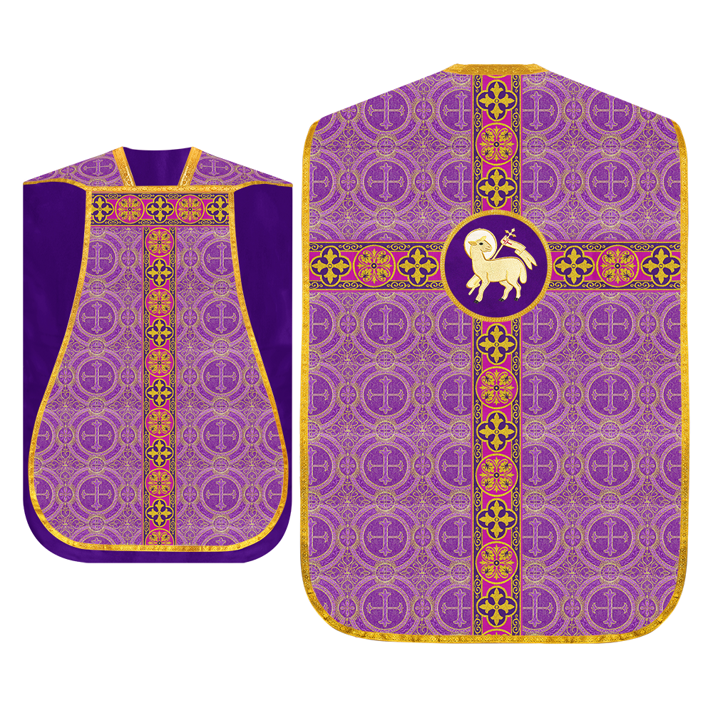 Roman Fiddleback Vestment with Motifs and Braided Trims