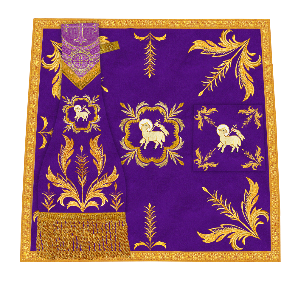 Set of Four Roman Chasuble with liturgical motifs