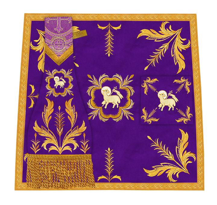 Set of Four Roman Chasuble with liturgical motifs