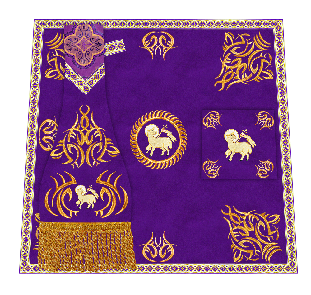 Borromean Chasuble Vestment With Braided Orphrey and Trims