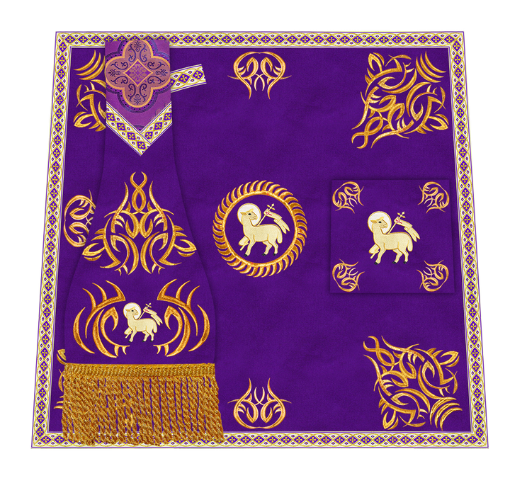 Borromean Chasuble Vestment With Braided Orphrey and Trims