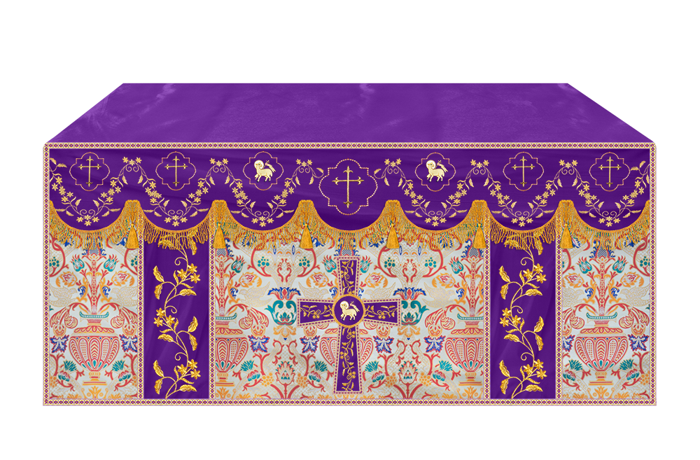 Tapestry Altar Cloth Adorned with Intricate Embroidery