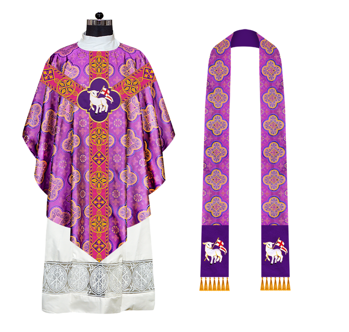 Liturgical Pugin Chasuble with Ornate Orphrey