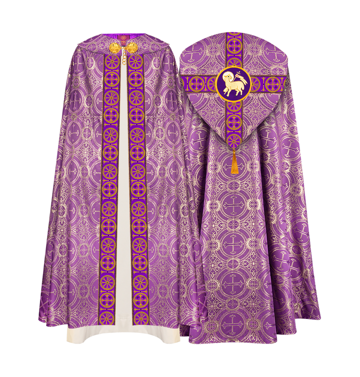 Gothic Cope Vestment with Cross Type Braided Motif