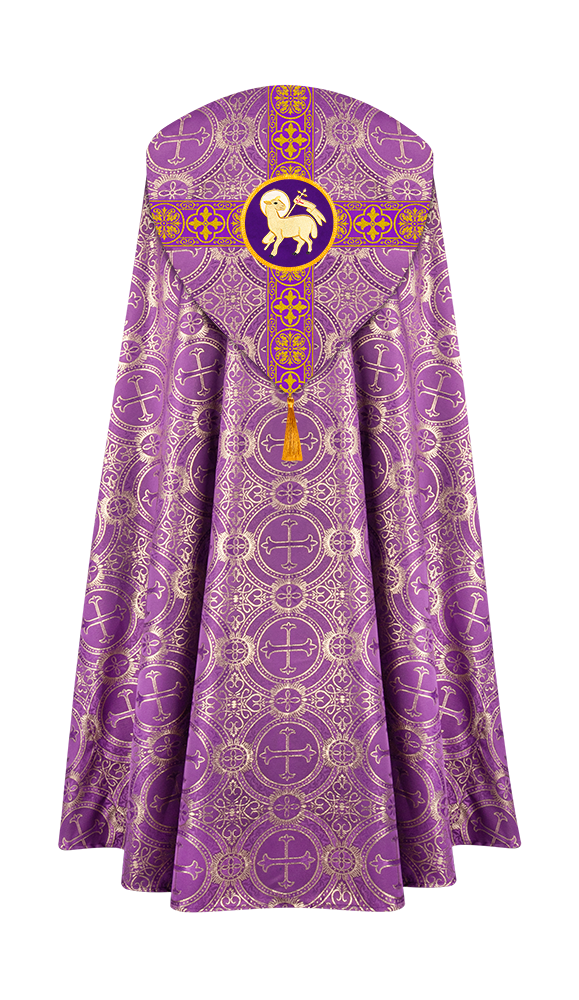 Gothic Cope Vestment with Cross type Braided Trims and motif