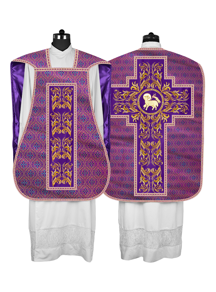 Roman Chasuble Vestment With Woven Braids and Trims