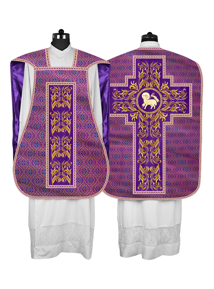 Roman Chasuble Vestment With Woven Braids and Trims