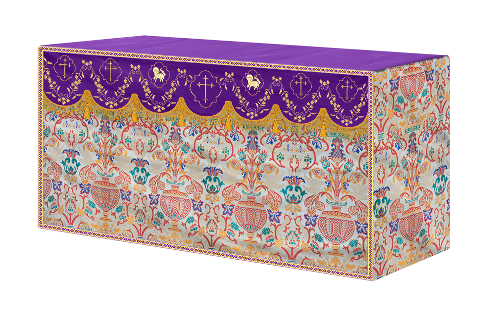 Tapestry Altar Cloth Adorned with Intricate Embroidery