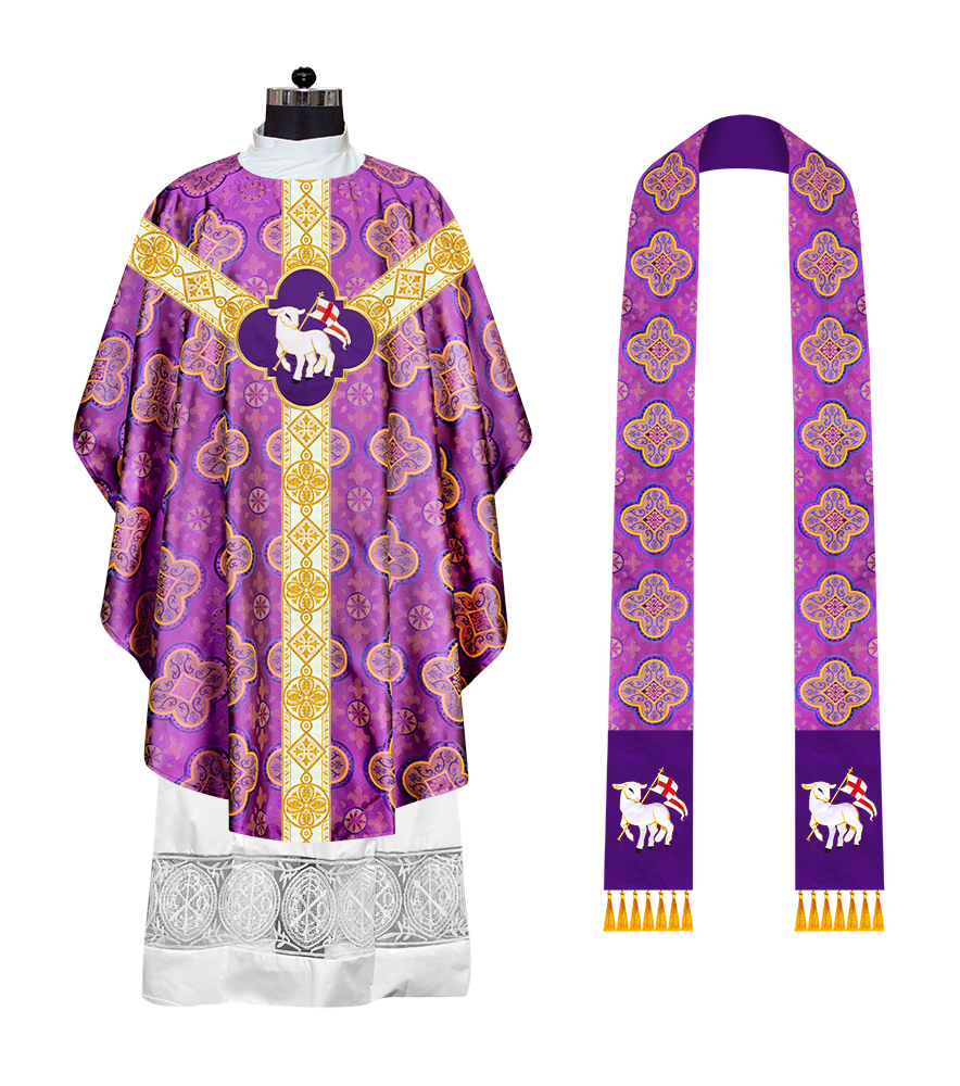 Gothic Chasuble Vestment with Motif and Trims