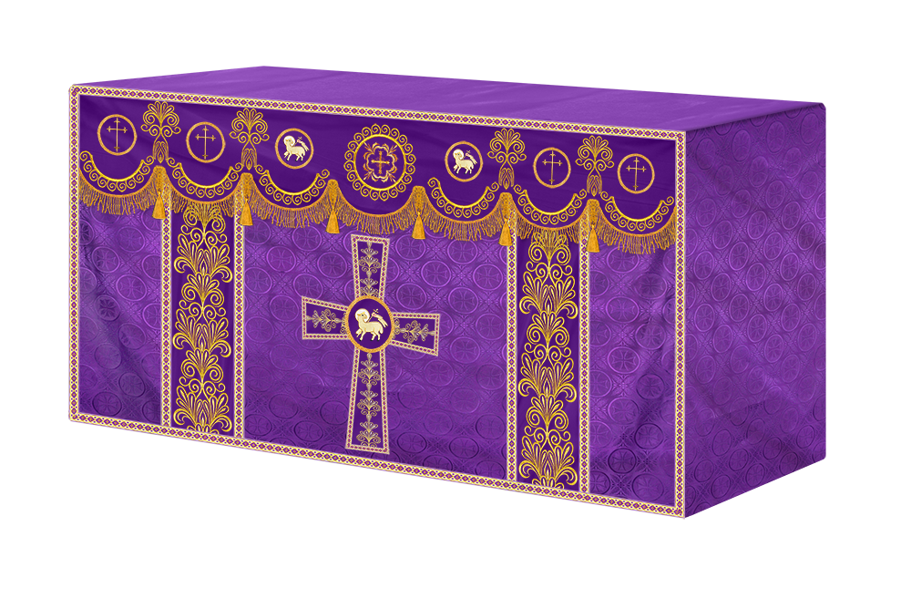 Ornate Altar Cloth with Gold Embroidery & Gothic Cross Design