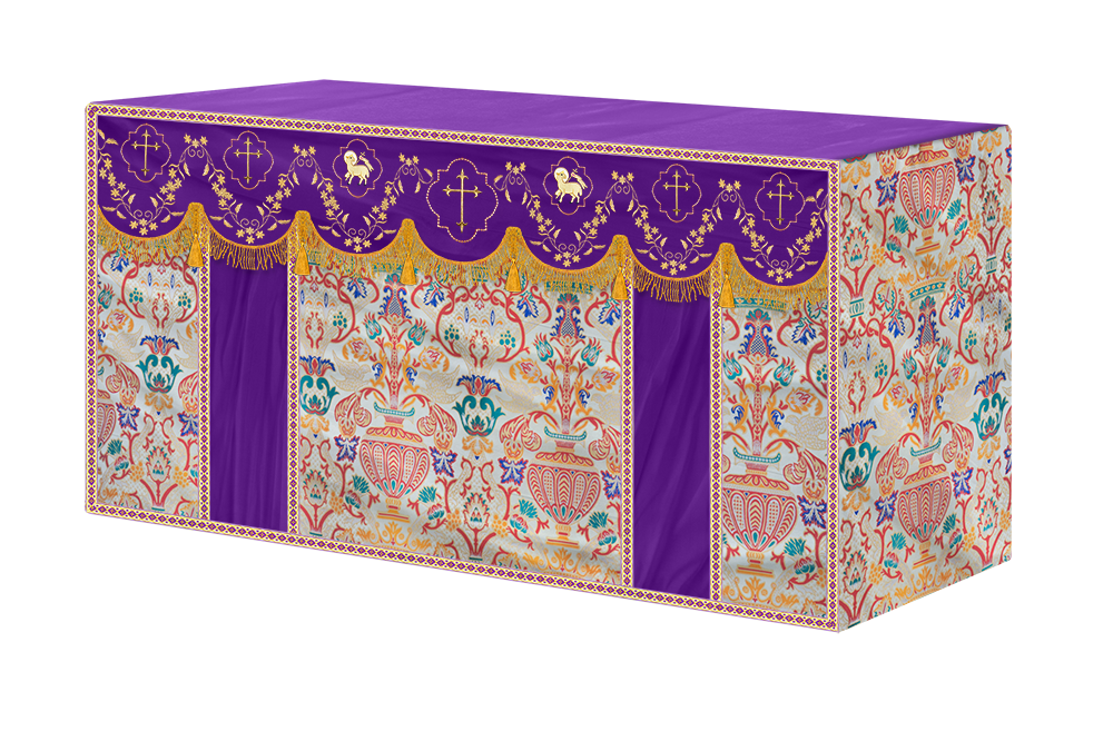 Tapestry Altar Cloth Adorned with Intricate Embroidery