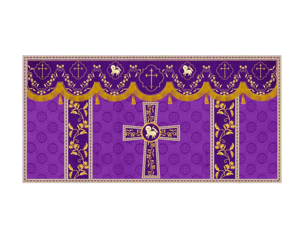 Elegant Embroidered Altar Cloth with Decorative Trim