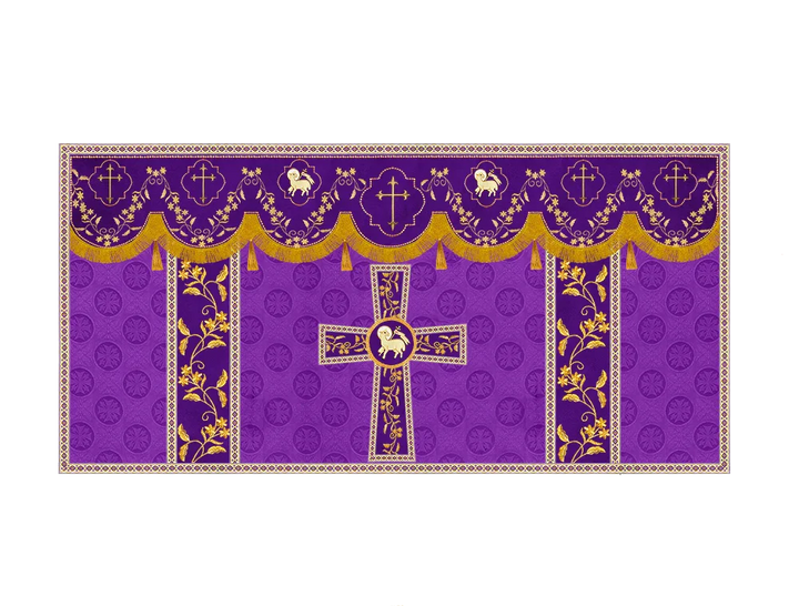 Elegant Embroidered Altar Cloth with Decorative Trim